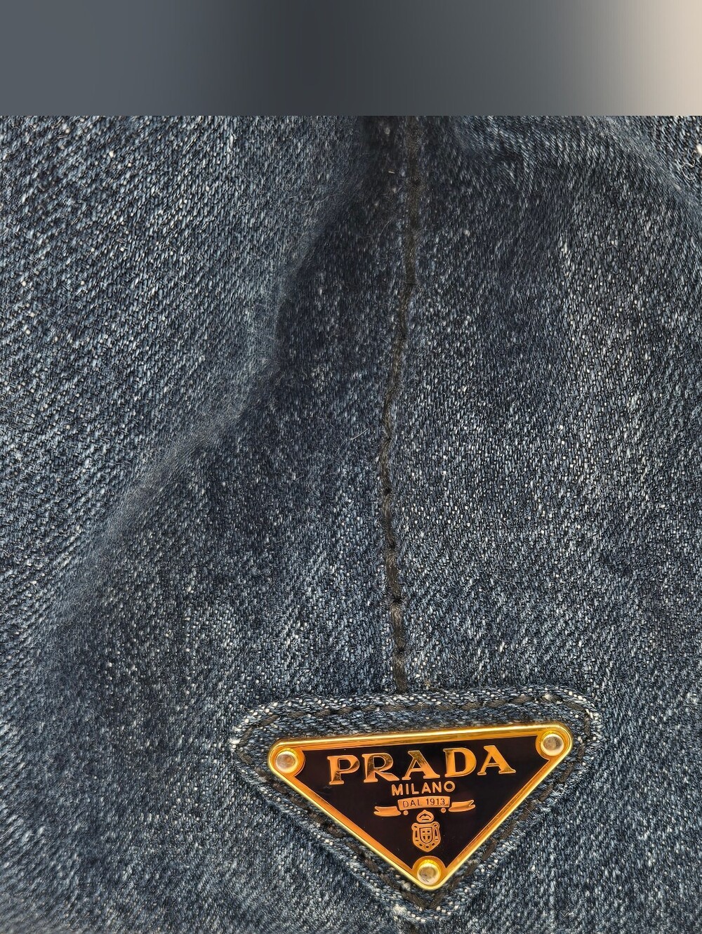 Prada Navy Denim Tote with Gold Hardware - Prada Canvas Canapa, COA included - Picture 13 of 17